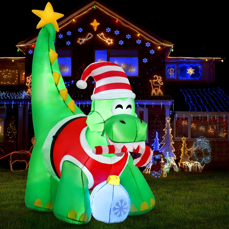 Christmas Inflatable Dinosaur 1.86M Height LED Illuminated