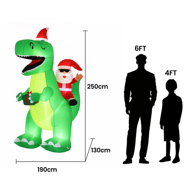 2.5M Christmas Inflatable Dinosaur with LED Lights