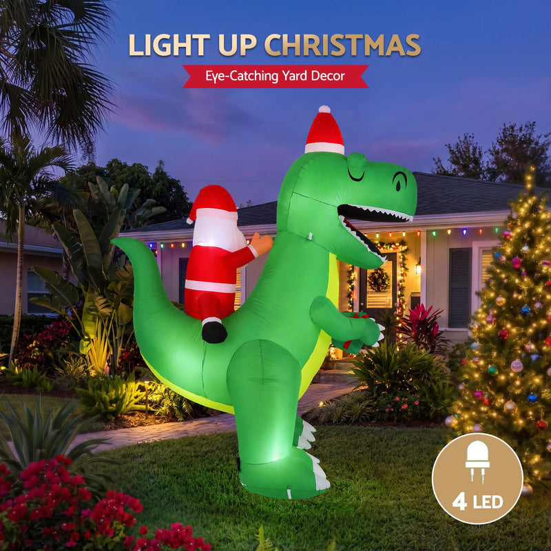 2.5M Christmas Inflatable Dinosaur with LED Lights