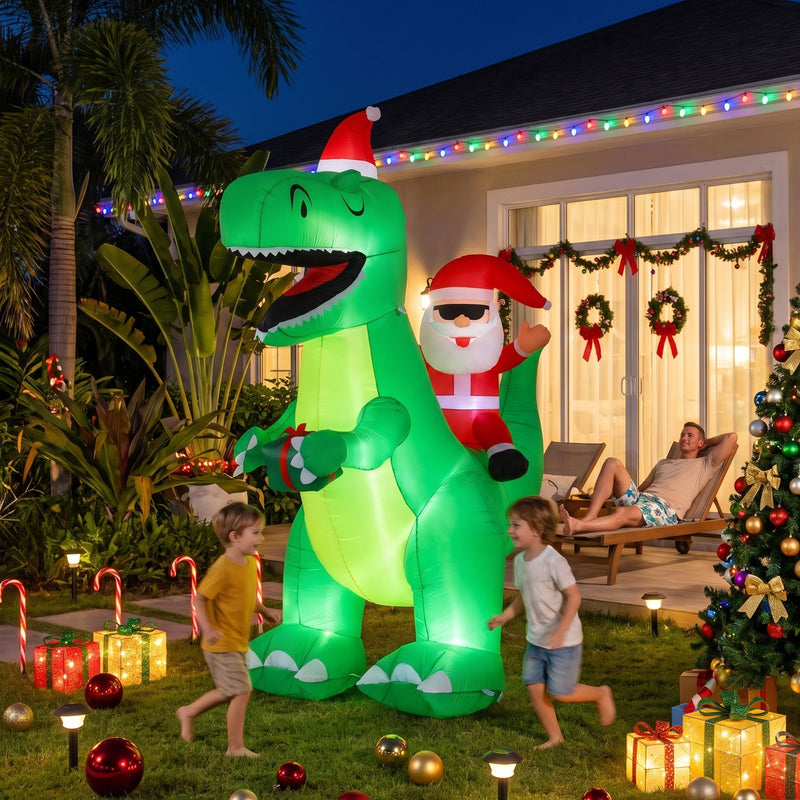 2.5M Christmas Inflatable Dinosaur with LED Lights