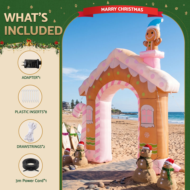 Jingle Jollys Christmas Inflatable Gingerbread Man Candy 3.2M Illuminated Decorations