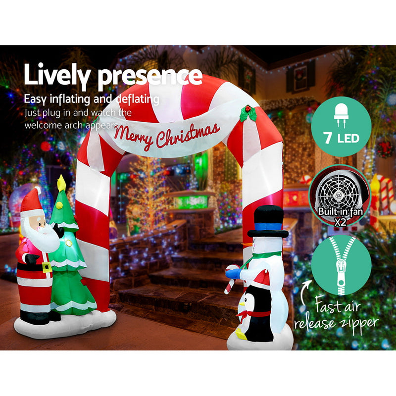 Christmas Inflatable Archwary Santa 3M Illuminated
