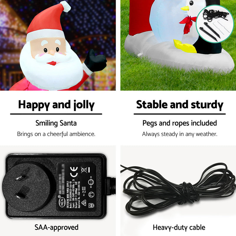 Christmas Inflatable Archwary Santa 3M Illuminated