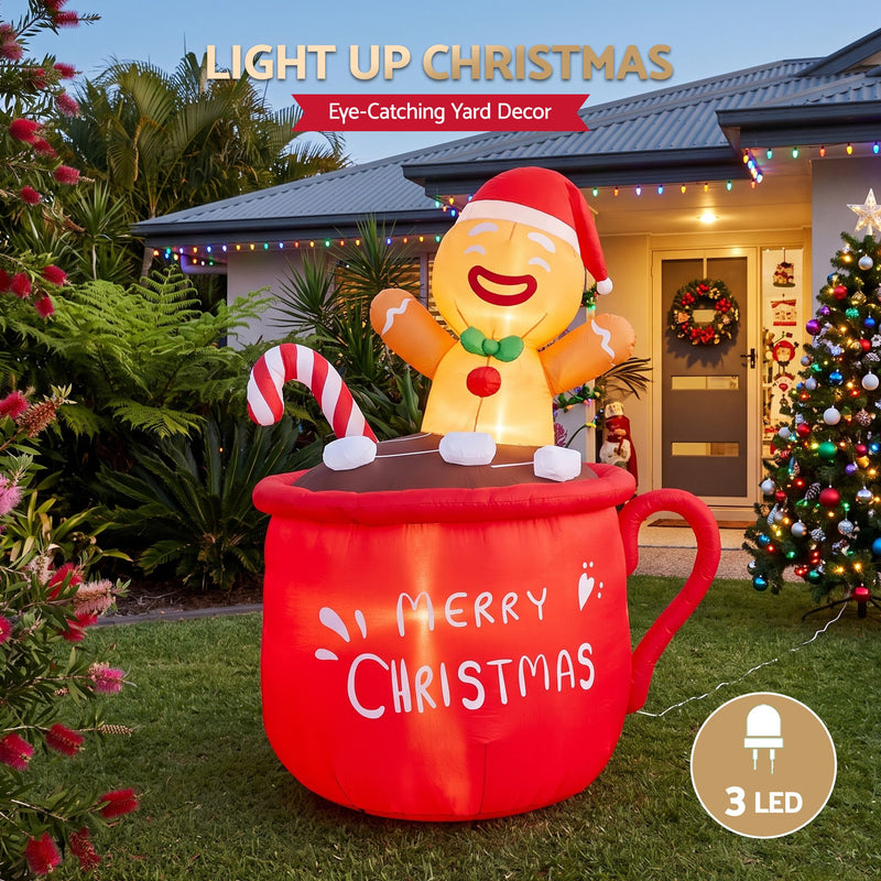 1.8M Christmas Inflatable Cup with LED Lights