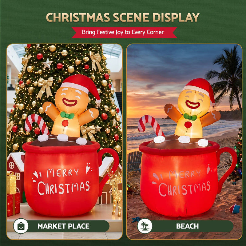 1.8M Christmas Inflatable Cup with LED Lights