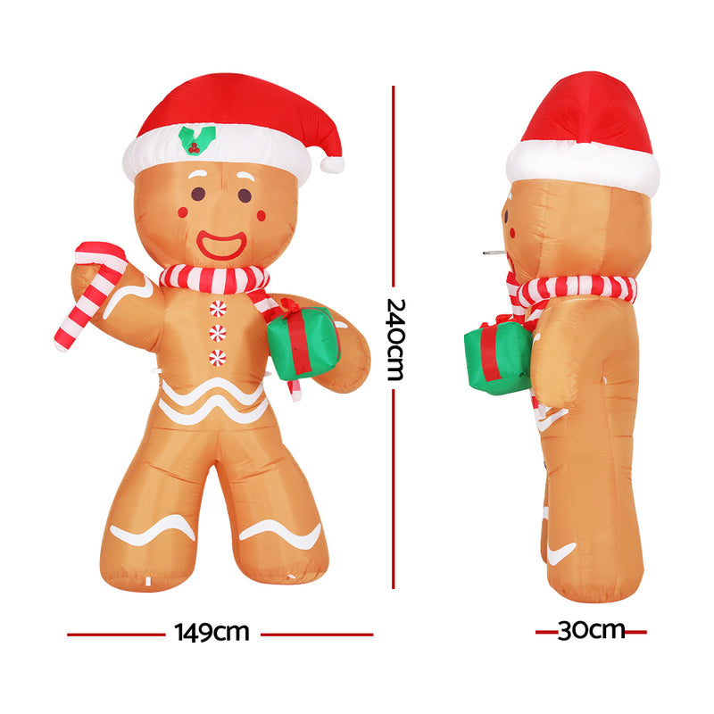 Christmas Inflatable Gingerbread Man 2.4M Illuminated