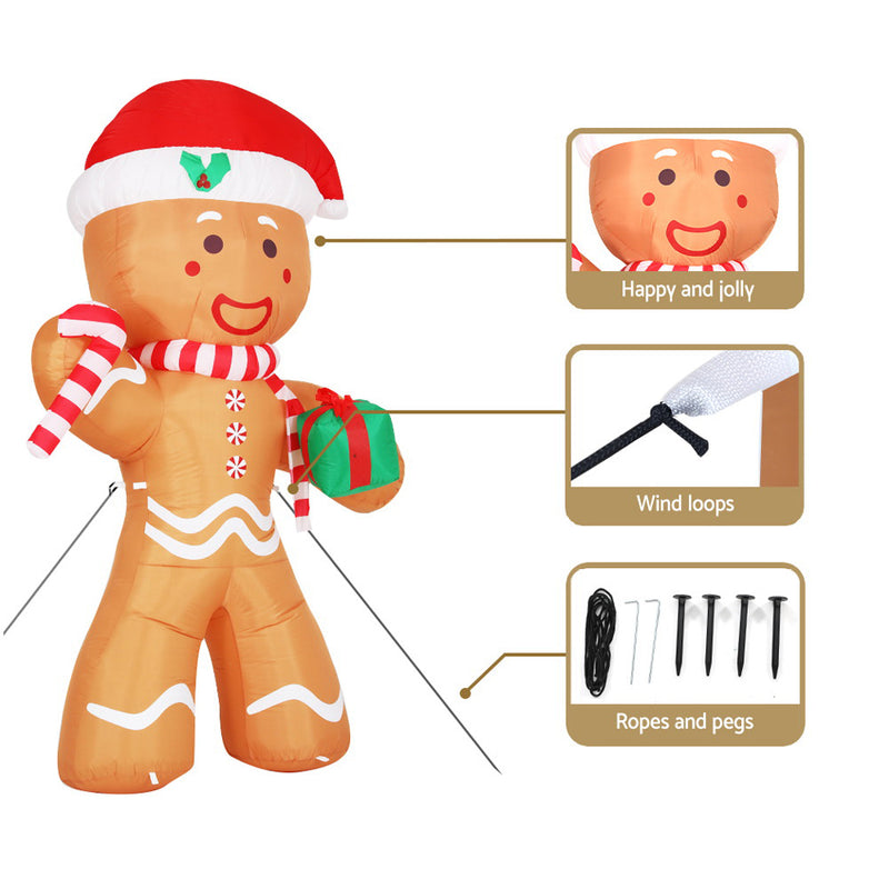 Christmas Inflatable Gingerbread Man 2.4M Illuminated