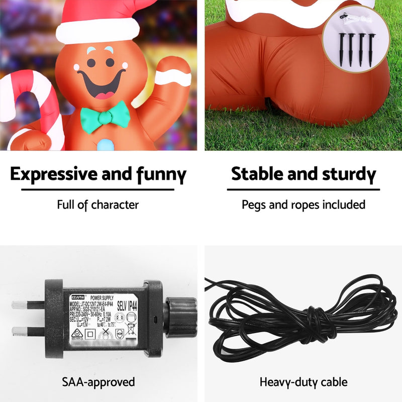 1.5M Christmas Inflatable Gingerbread Man with LED Lights
