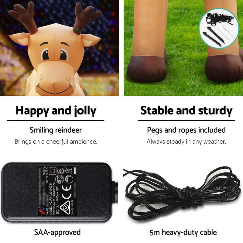Christmas Inflatable Reindeer 5M Illuminated
