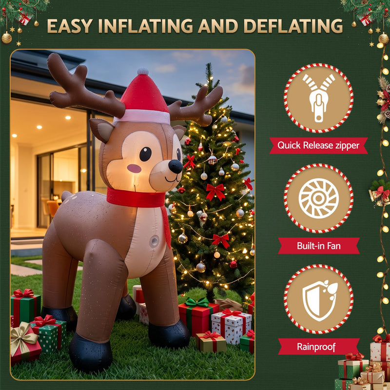 2.5M Christmas Inflatable Reindeer with LED Lights