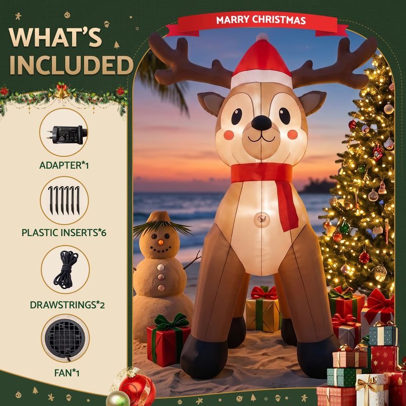 2.5M Christmas Inflatable Reindeer with LED Lights