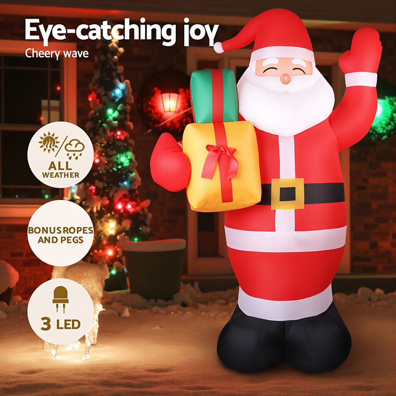 2.4M Christmas Inflatable Santa with Built-in LEDs