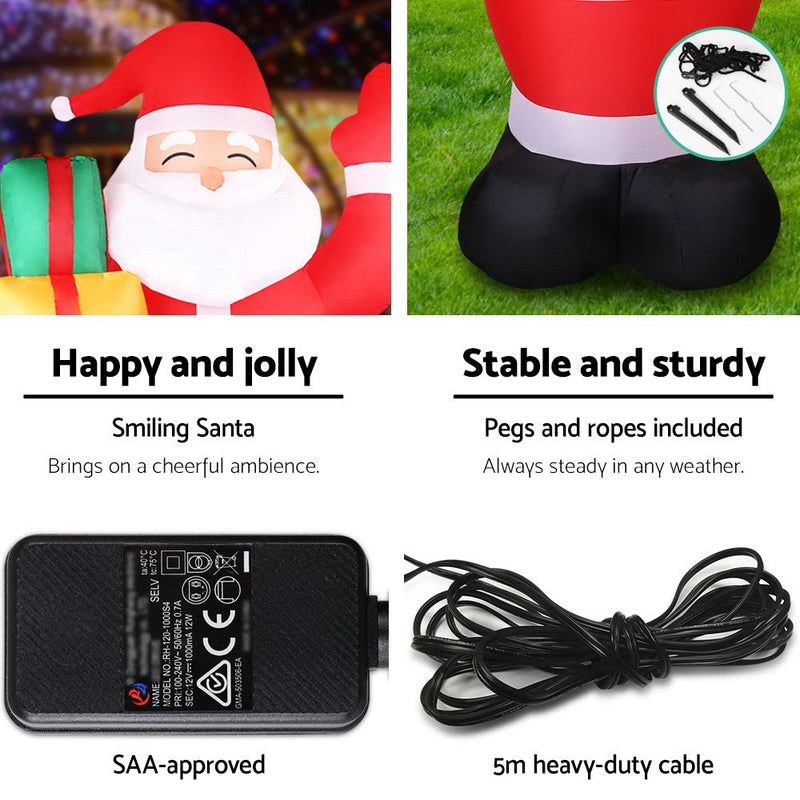 Christmas Inflatable Santa 2.4M Illuminated
