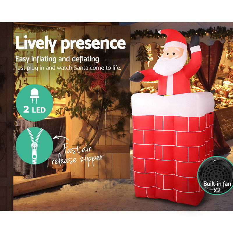 Christmas Inflatable Santa Pop Up 1.8M Illuminated