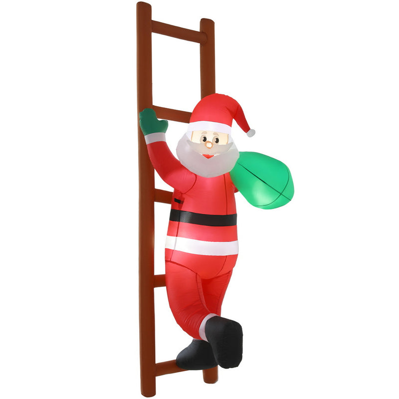 Christmas Inflatable Santa Climbing Ladder 2.45M Height LED Illuminated