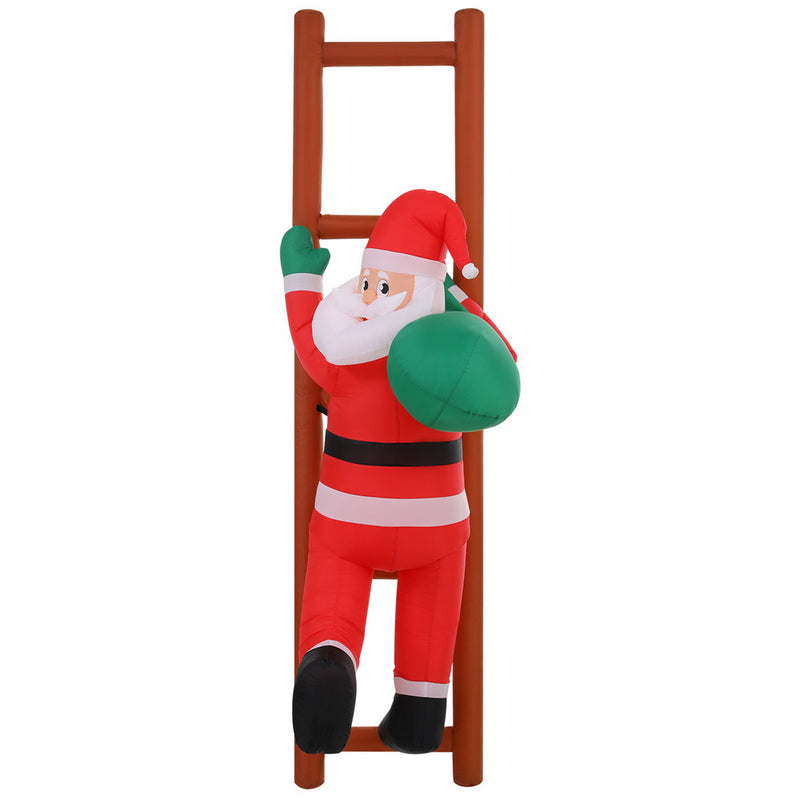 Christmas Inflatable Santa Climbing Ladder 2.45M Height LED Illuminated