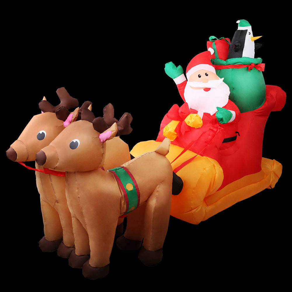 Christmas Inflatable Santa Sleigh 2.2M Illuminated