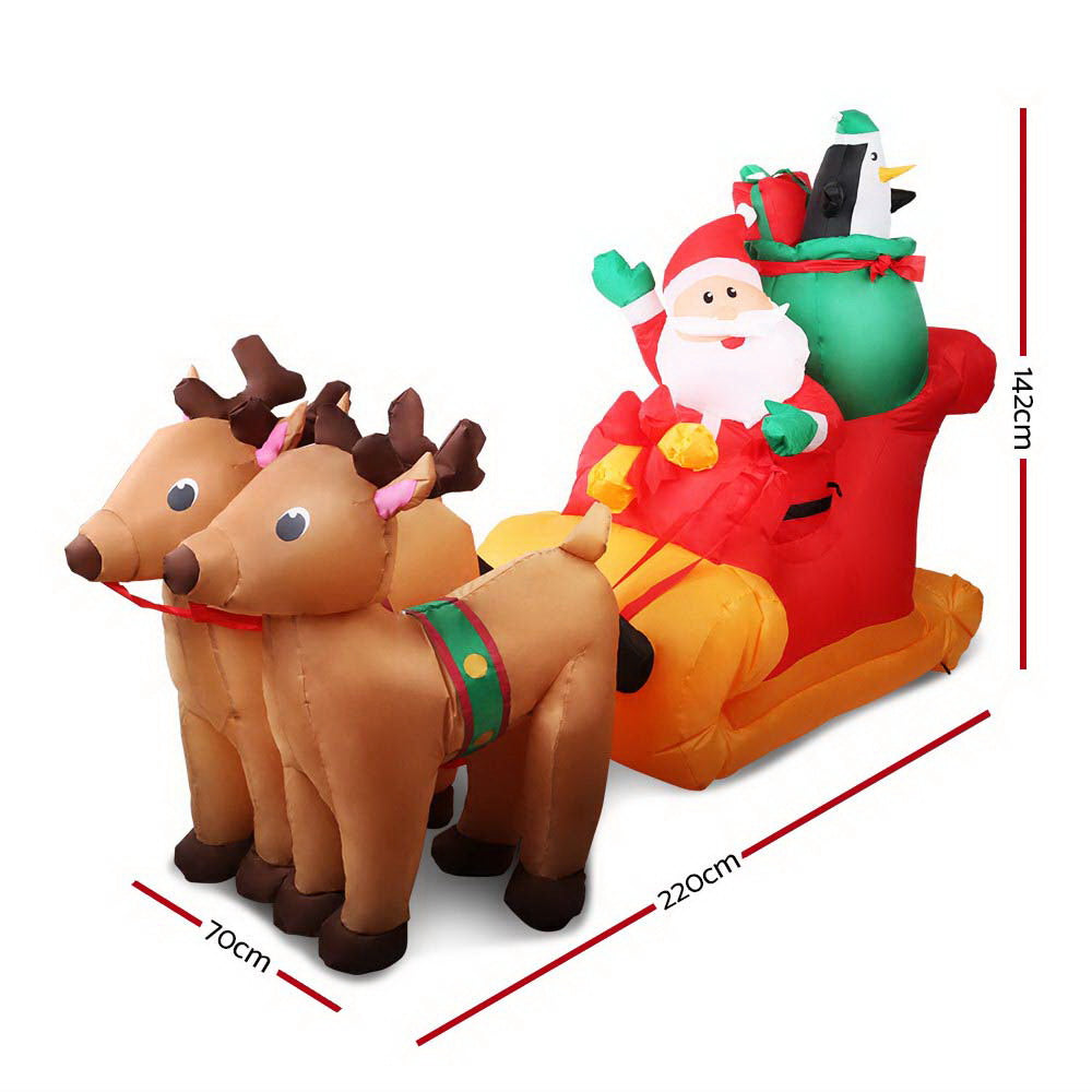 Christmas Inflatable Santa Sleigh 2.2M Illuminated
