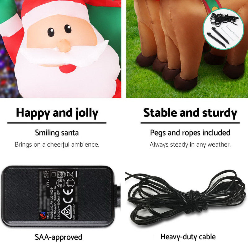 Christmas Inflatable Santa Sleigh 2.2M Illuminated