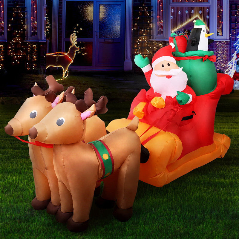 Christmas Inflatable Santa Sleigh 2.2M Illuminated