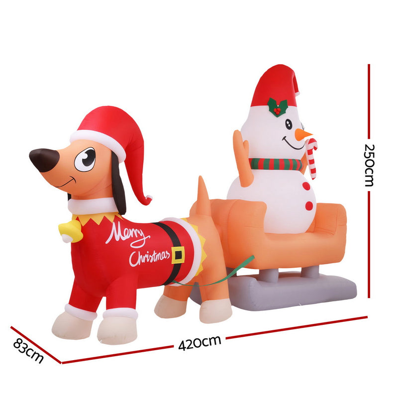 4.2M Inflatable Snowman & Dog – Outdoor Illuminated