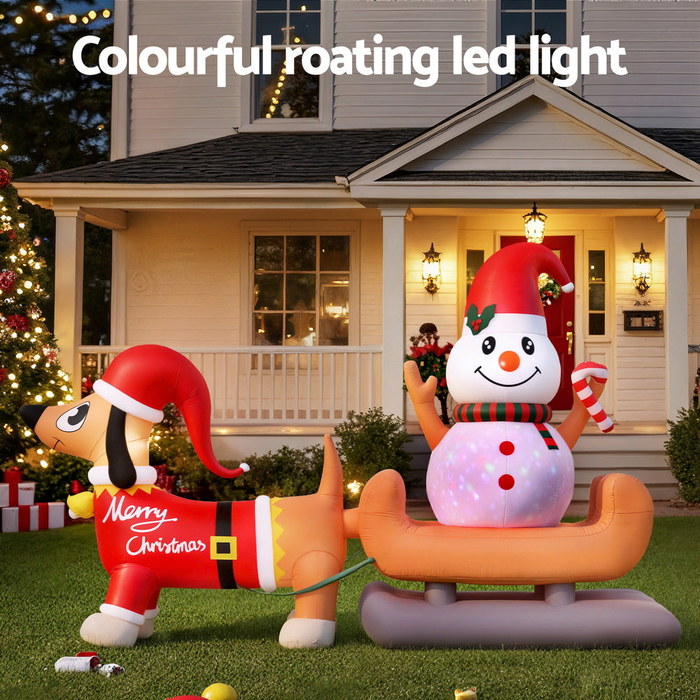 4.2M Inflatable Snowman & Dog – Outdoor Illuminated