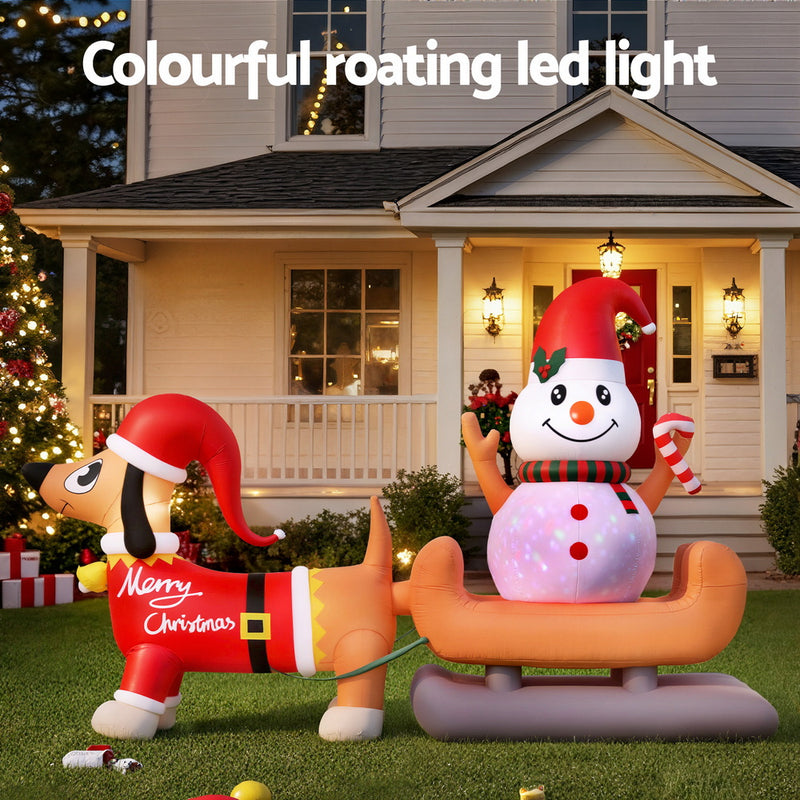 4.2M Inflatable Snowman & Dog – Outdoor Illuminated