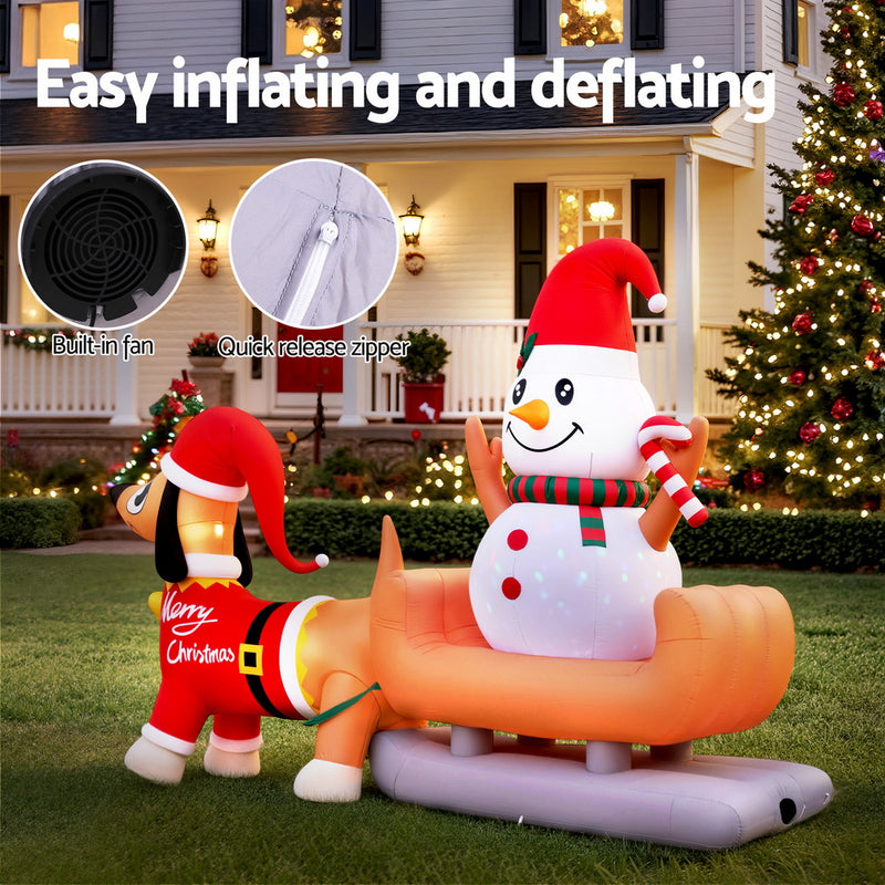 4.2M Inflatable Snowman & Dog – Outdoor Illuminated