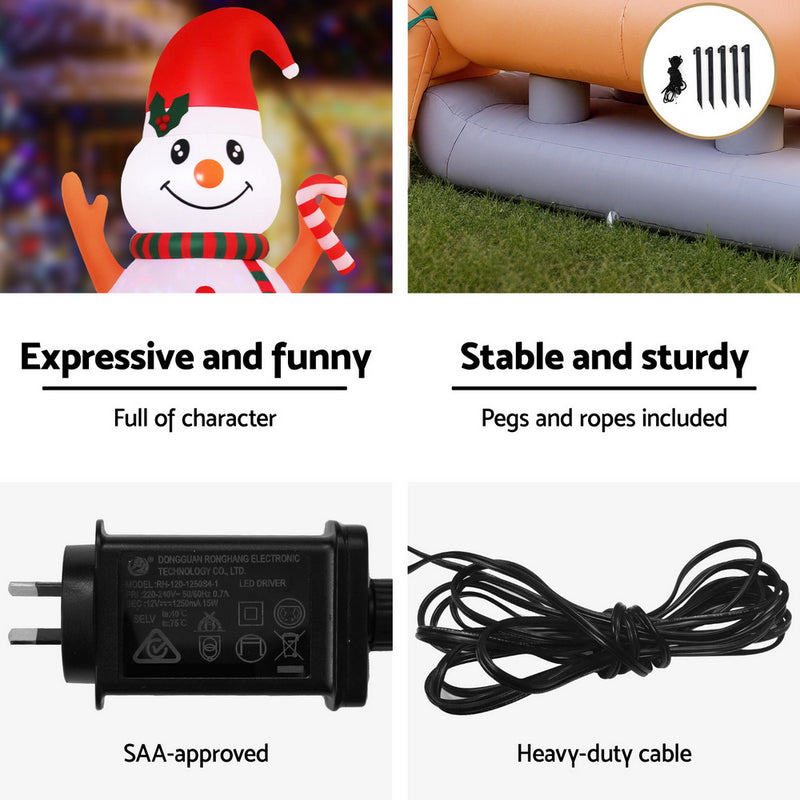 4.2M Inflatable Snowman & Dog – Outdoor Illuminated
