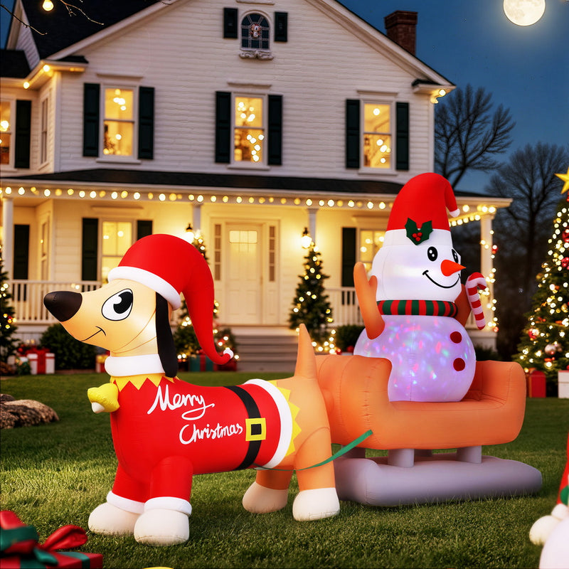 4.2M Inflatable Snowman & Dog – Outdoor Illuminated
