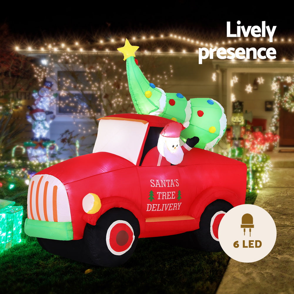 Christmas Inflatable Santa Truck 1.6M Height LED Illuminated