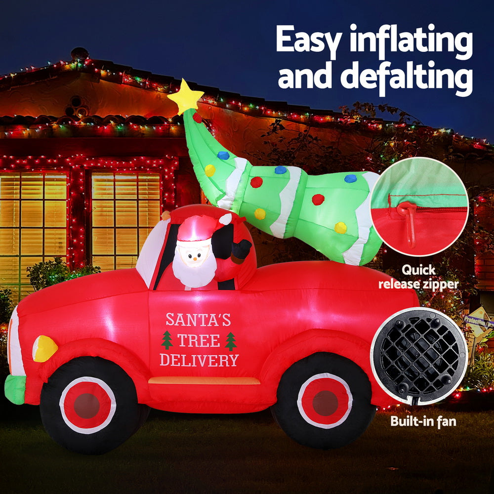 Christmas Inflatable Santa Truck 1.6M Height LED Illuminated