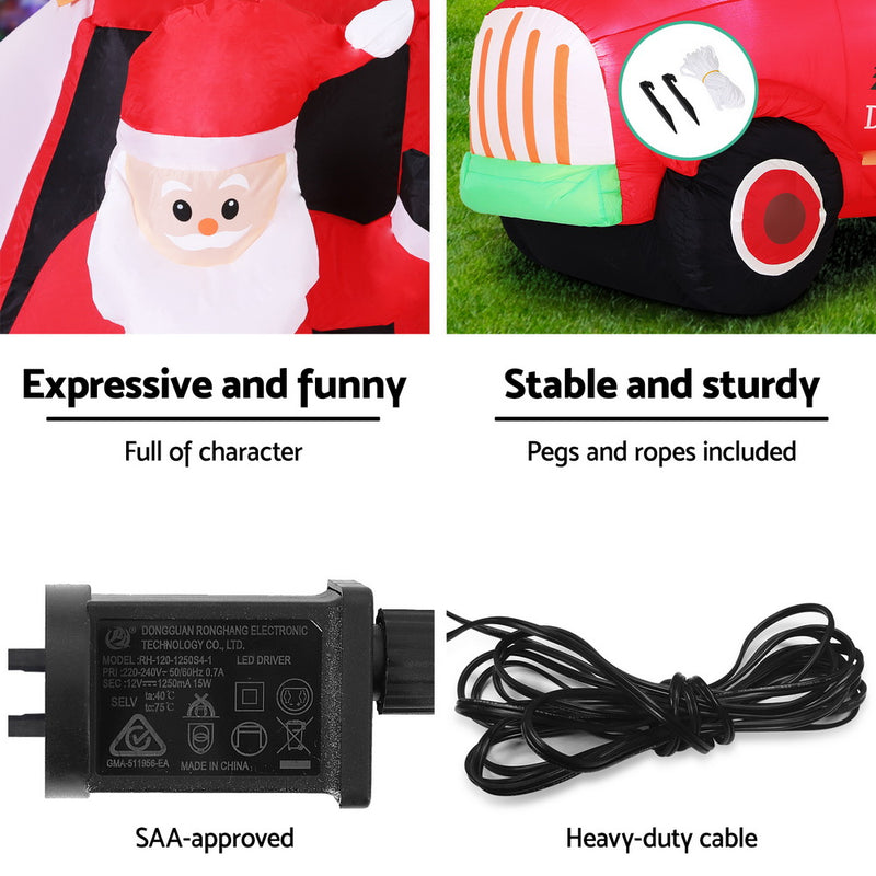 Christmas Inflatable Santa Truck 1.6M Height LED Illuminated