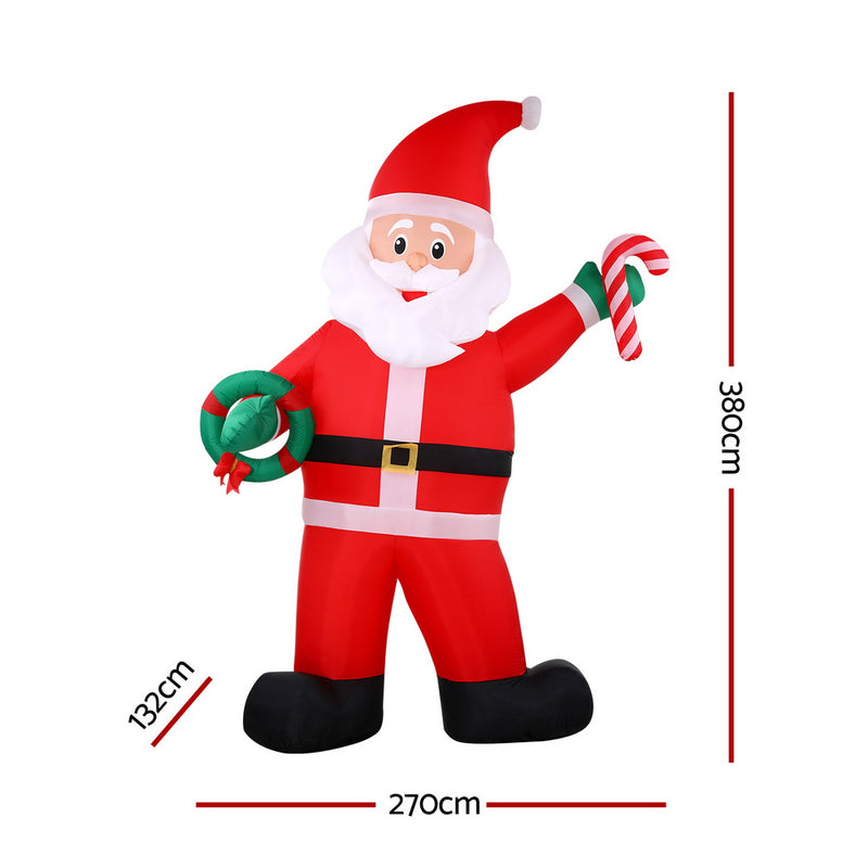 3.8M Giant Christmas Inflatable Santa with LED Lights