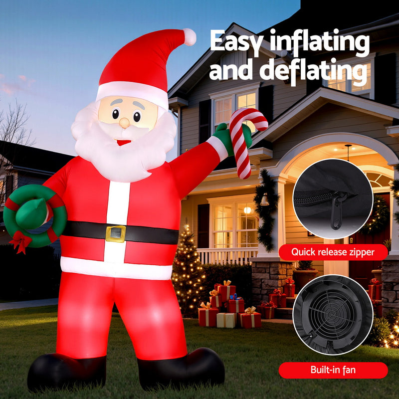 Christmas Inflatable Giant Santa 3.8M Height LED Illuminated
