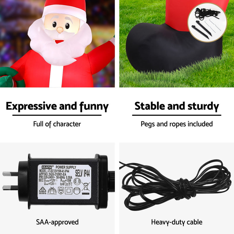 Christmas Inflatable Giant Santa 3.8M Height LED Illuminated