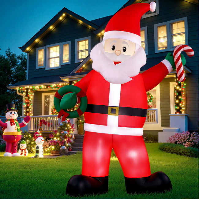 3.8M Giant Christmas Inflatable Santa with LED Lights