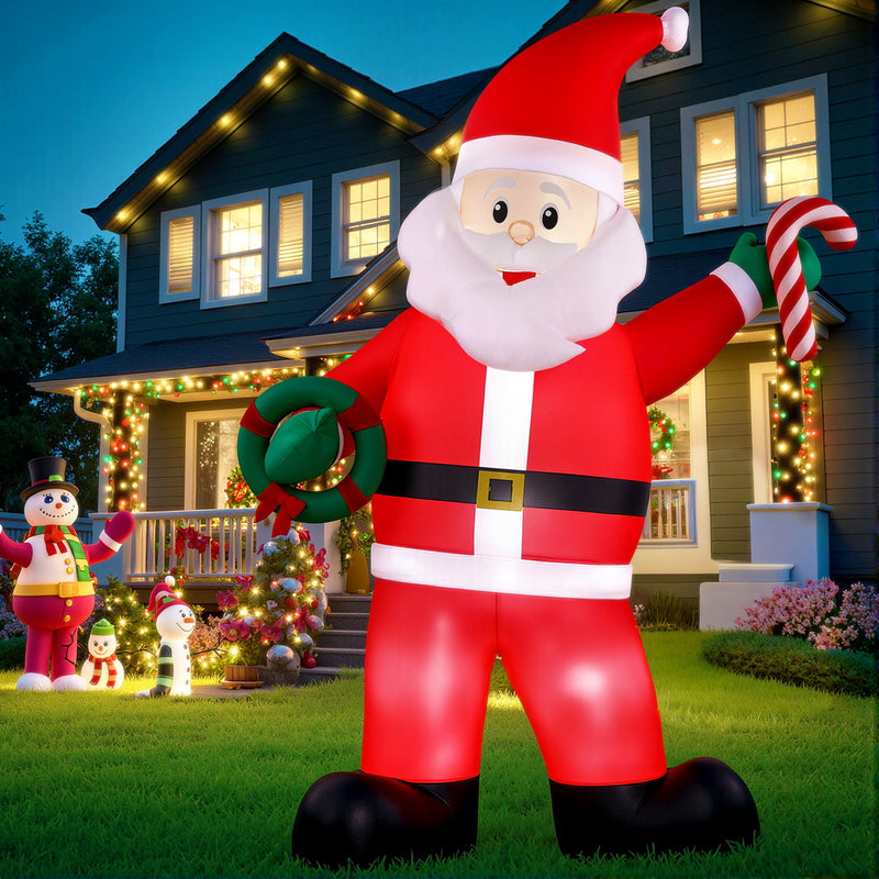 Christmas Inflatable Giant Santa 3.8M Height LED Illuminated
