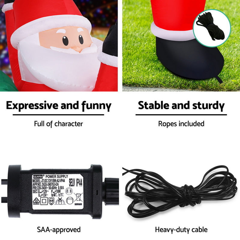 Christmas Inflatable Santa Climbing LED Illuminated 1.9M