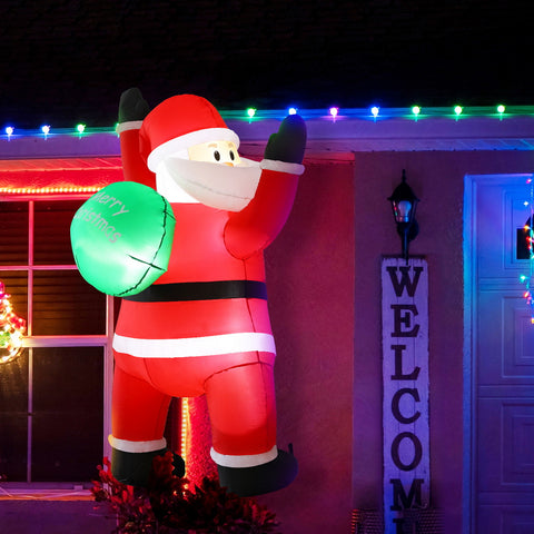 1.9M Christmas Inflatable Climbing Santa with LED Lights