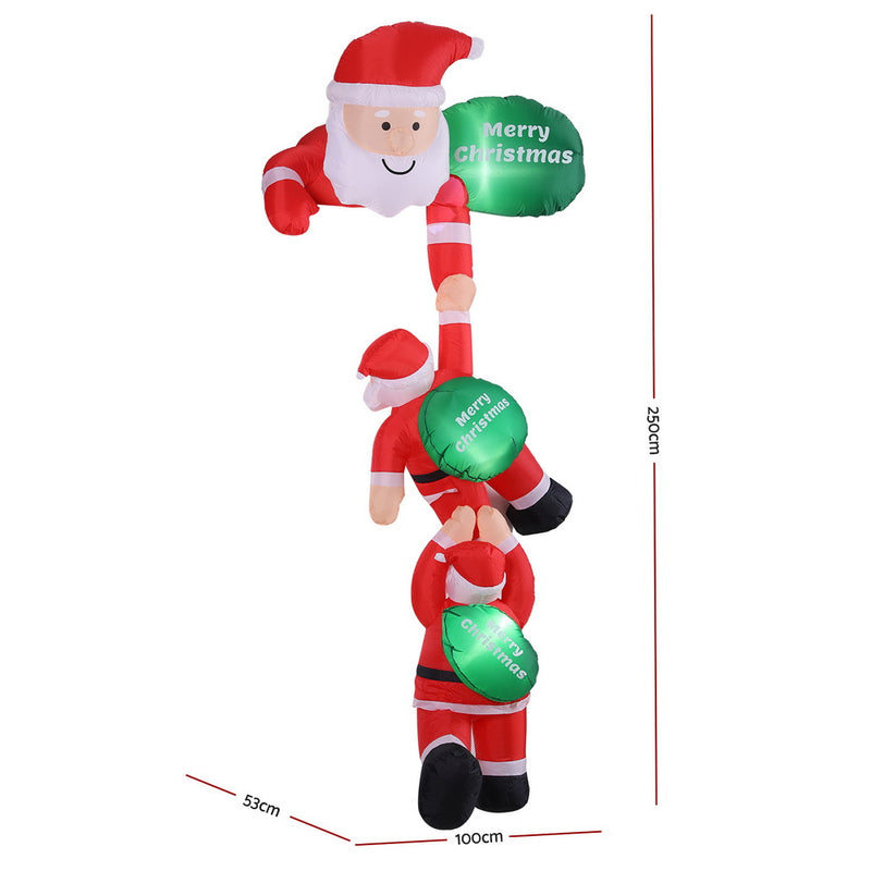 Christmas Inflatable Climbing Santa 2.5M Height LED Illuminated