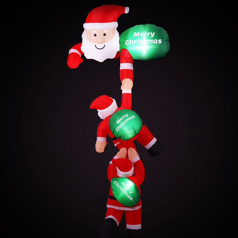 Christmas Inflatable Climbing Santa 2.5M Height LED Illuminated