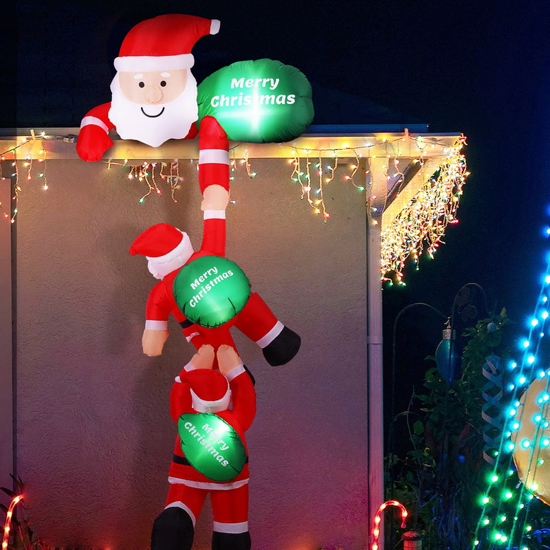 Christmas Inflatable Climbing Santa 2.5M Height LED Illuminated
