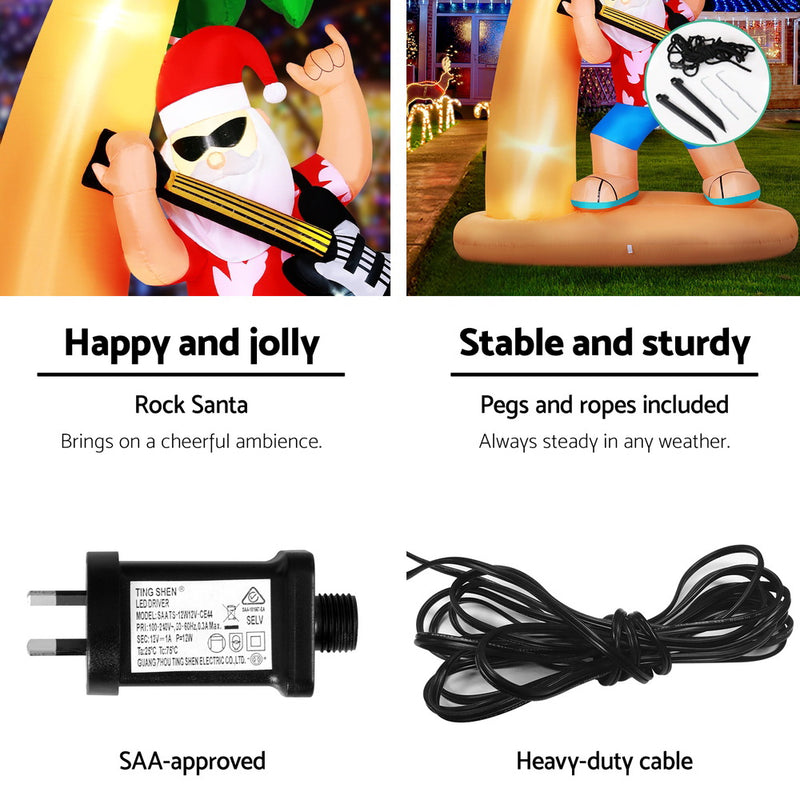 Christmas Inflatable Santa Guitar 2.1M Led Illuminated