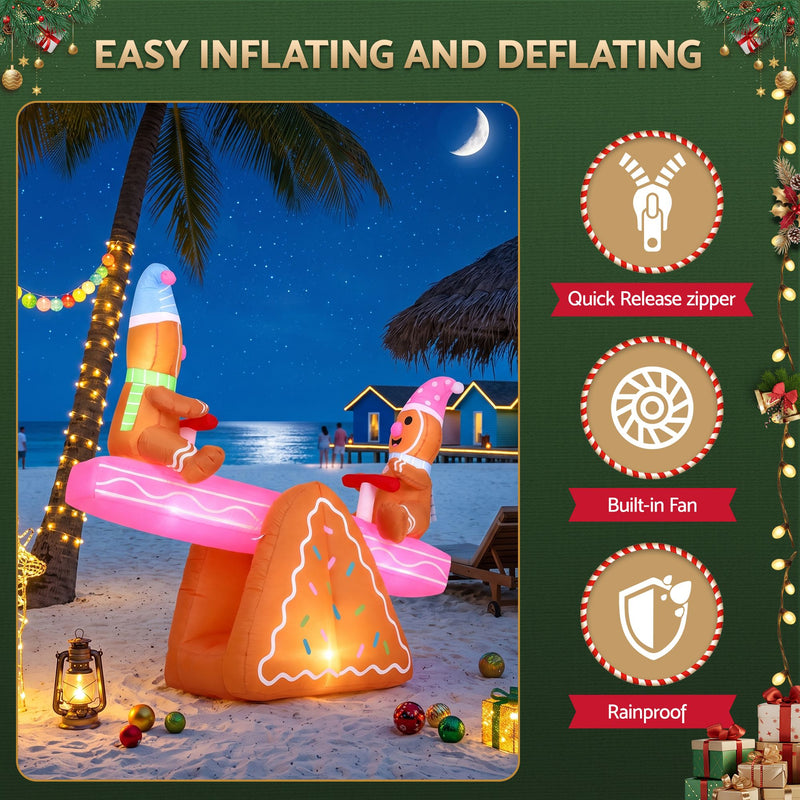 Jingle Jollys 1.8m Christmas Inflatable Seesaw with LED