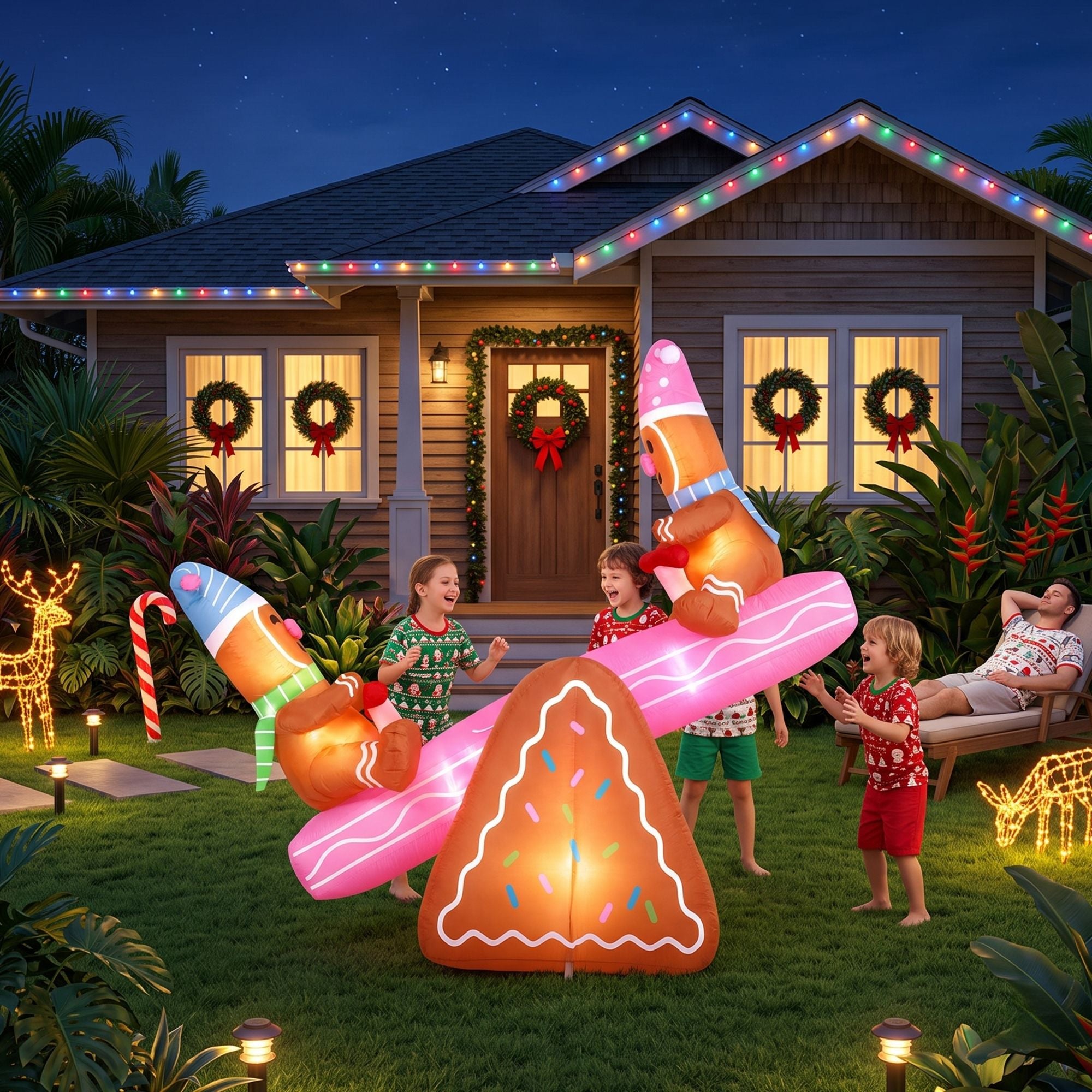 Jingle Jollys 1.8m Christmas Inflatable Seesaw with LED