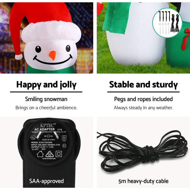Christmas Inflatable Snowman 1.8M Illuminated