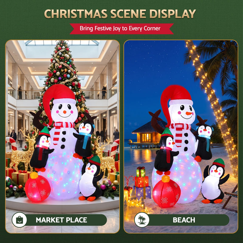Jingle Jollys 1.8M Christmas Inflatable Snowman with LEDs