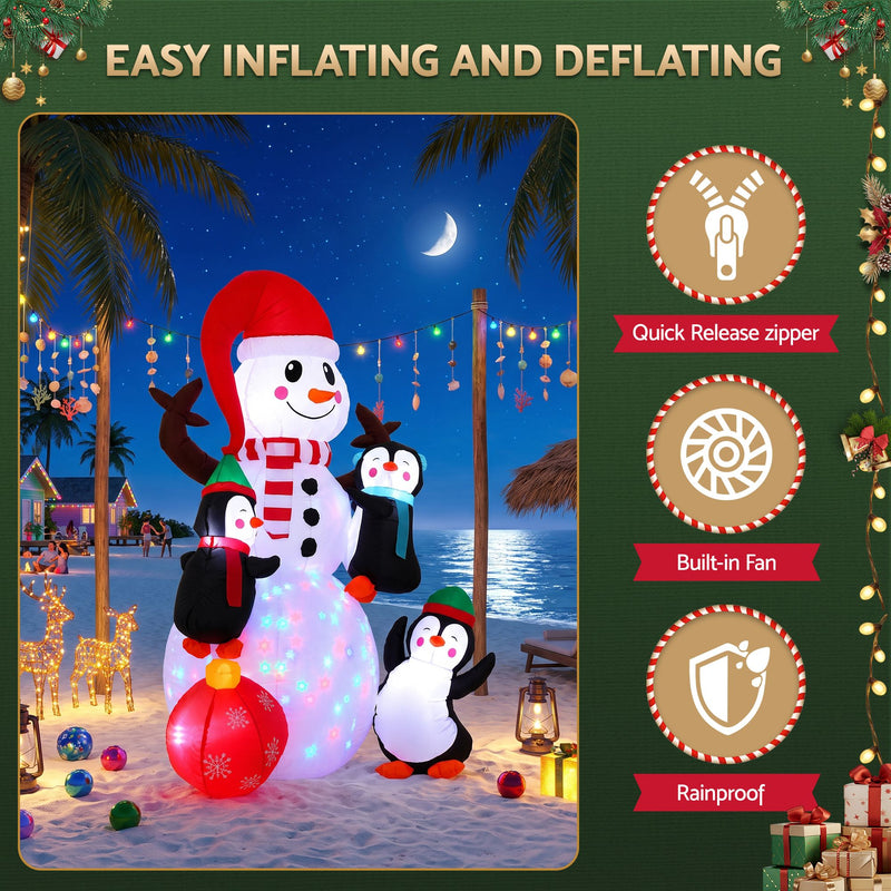 Jingle Jollys 1.8M Christmas Inflatable Snowman with LEDs