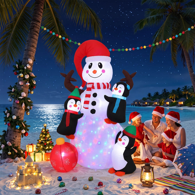 Jingle Jollys 1.8M Christmas Inflatable Snowman with LEDs